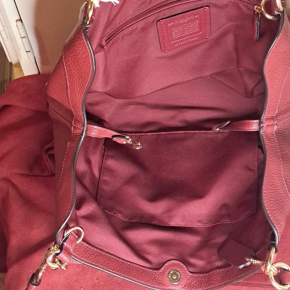 NEW Coach Lexy Pebble Soft Dark Red Leather Satchel Crossbody - Picture 8 of 9
